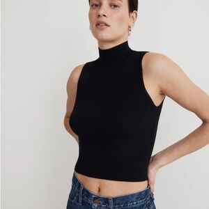 Madewell Signature Knit Mockneck Sweater Tank / True Black